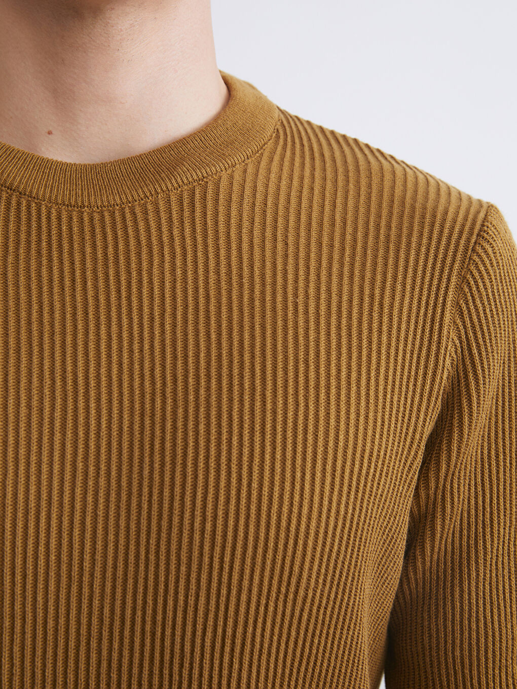 LCW Vision Crew Neck Long Sleeve Men's Tricot Sweater -W54877Z8-HCR