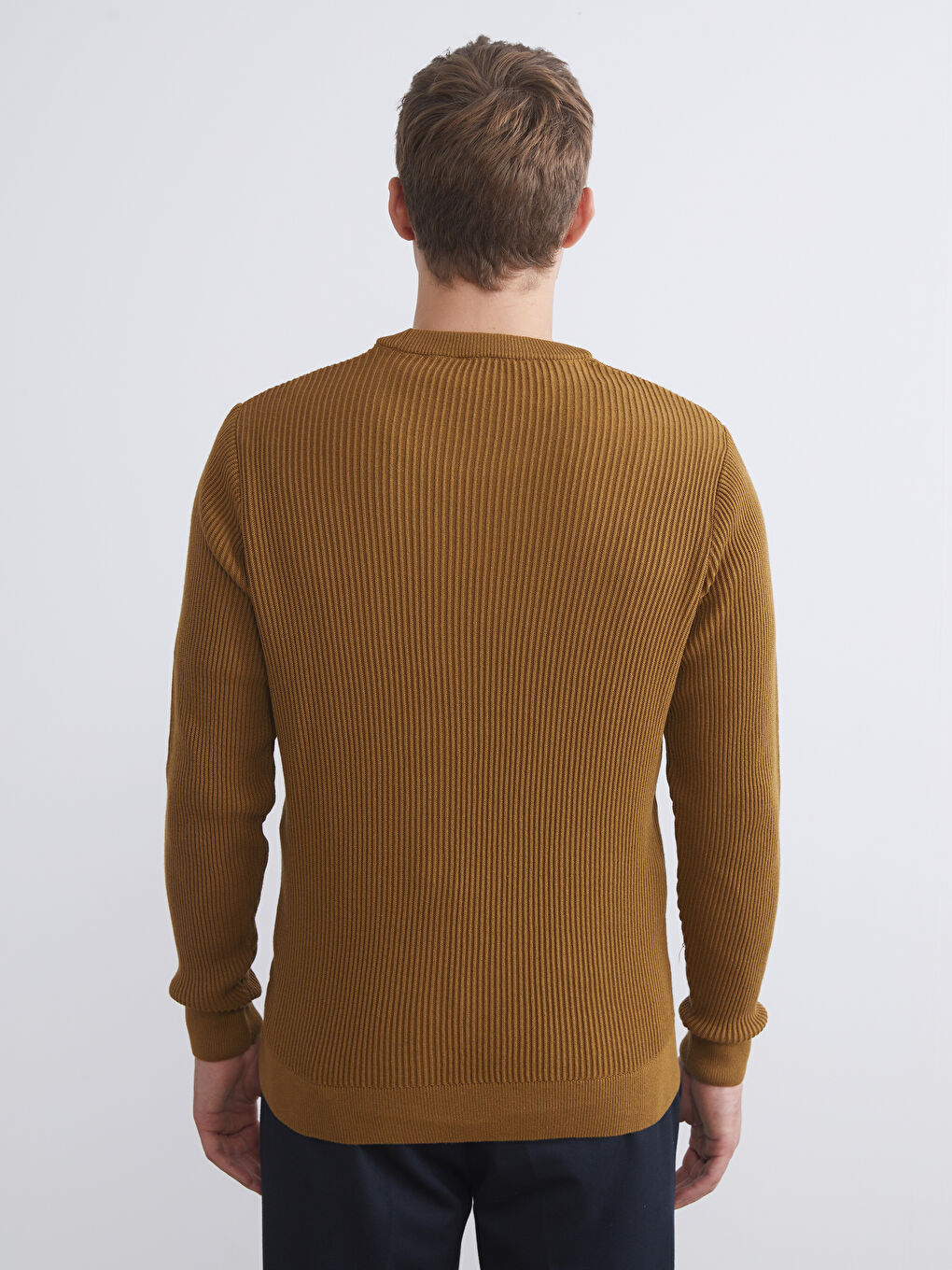 LCW Vision Crew Neck Long Sleeve Men's Tricot Sweater -W54877Z8-HCR