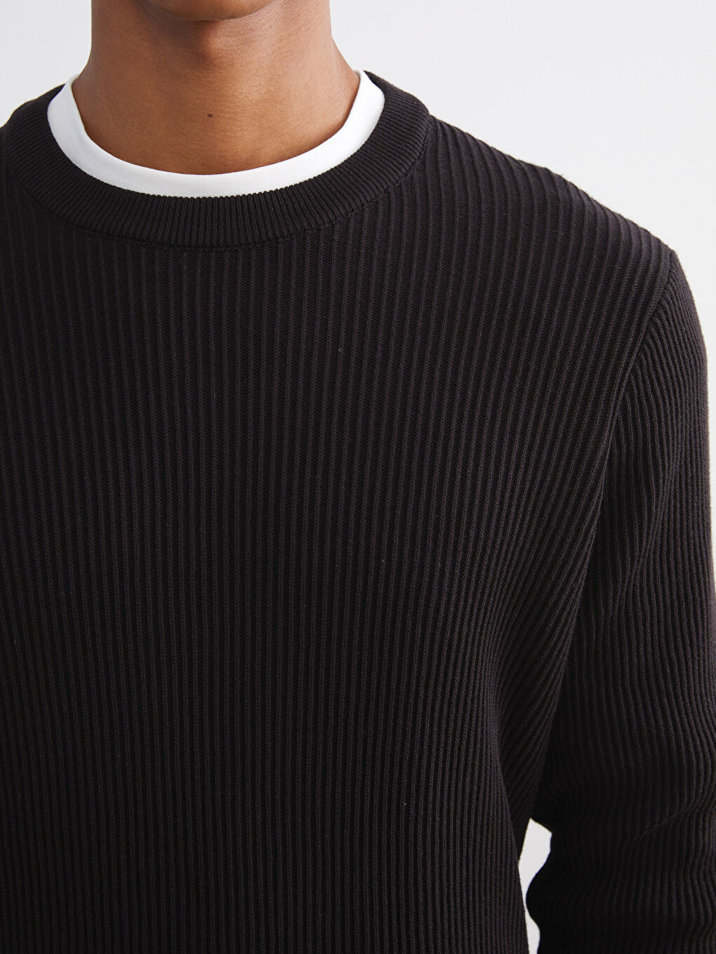 Crew Neck Long Sleeve Men's Tricot Sweater-2