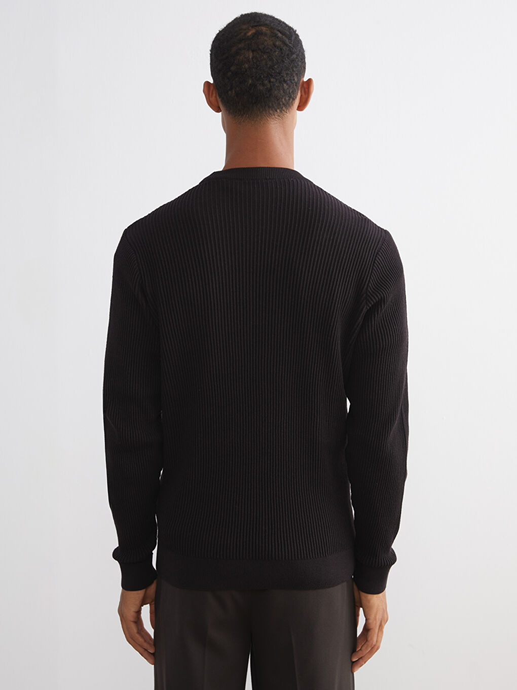 Crew Neck Long Sleeve Men's Tricot Sweater-3