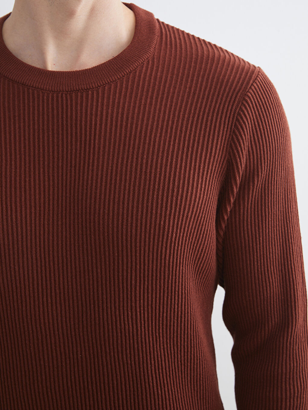 Crew Neck Long Sleeve Men's Tricot Sweater-4