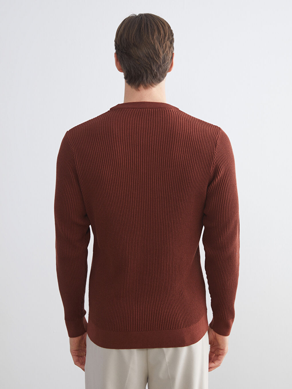 Crew Neck Long Sleeve Men's Tricot Sweater-6