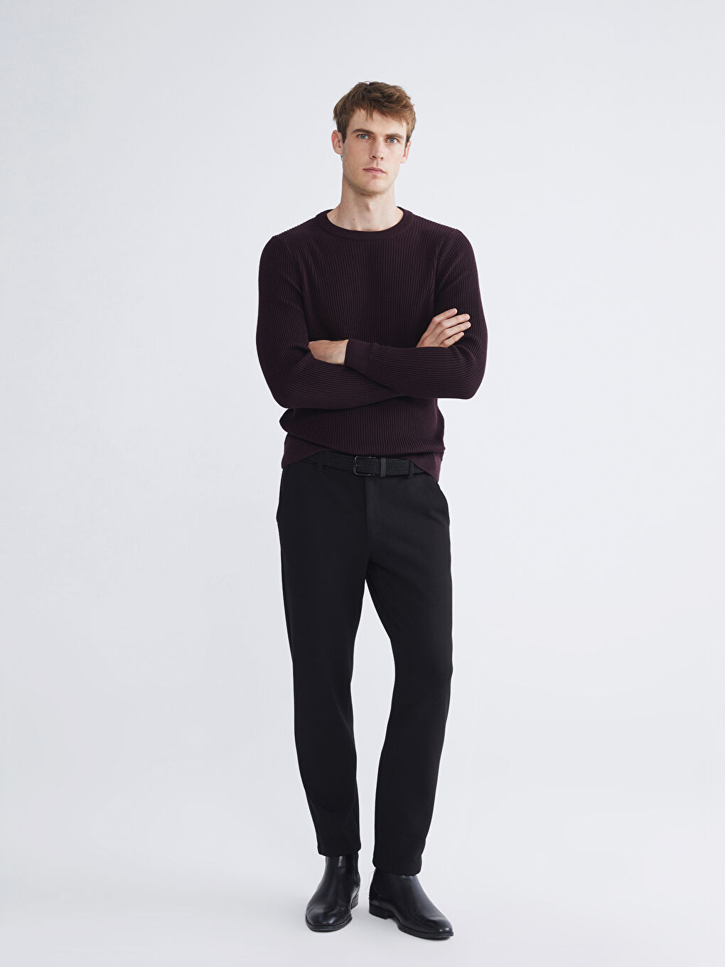 Mürdüm Bisiklet Yaka Erkek Triko Kazak-1