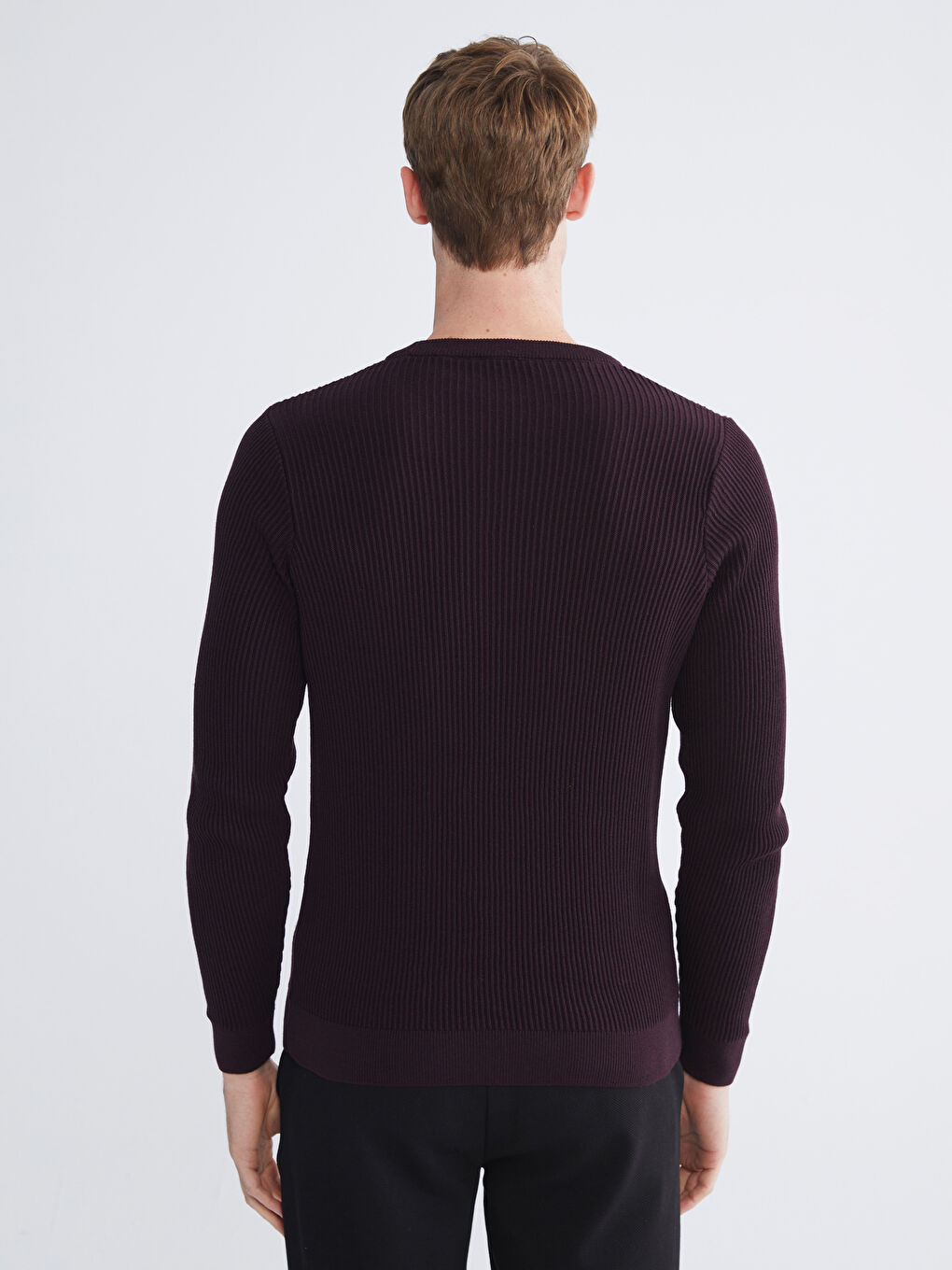 Mürdüm Bisiklet Yaka Erkek Triko Kazak-3