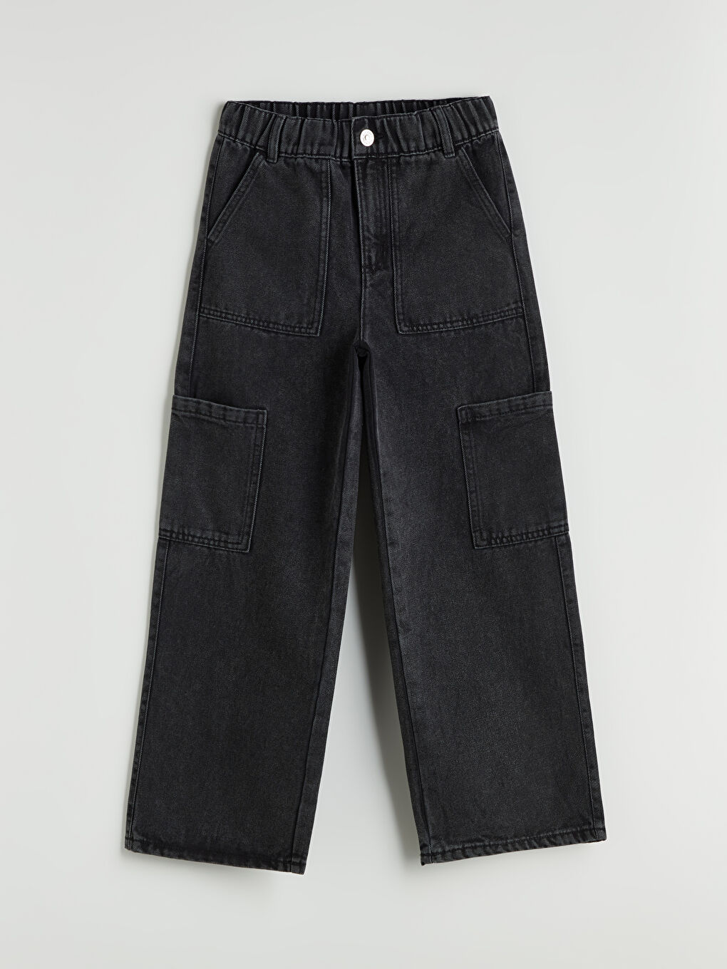 LCW Kids Elastic Waist Girls' Cargo Jeans -W54885Z4-SHP