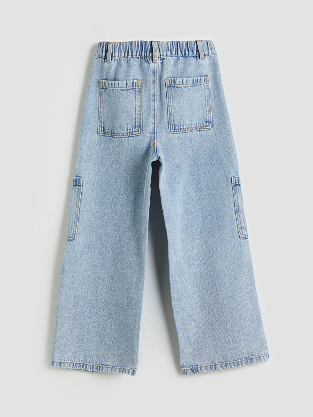 LCW Kids Elastic Waist Girls' Cargo Jeans -W54885Z4-V2T