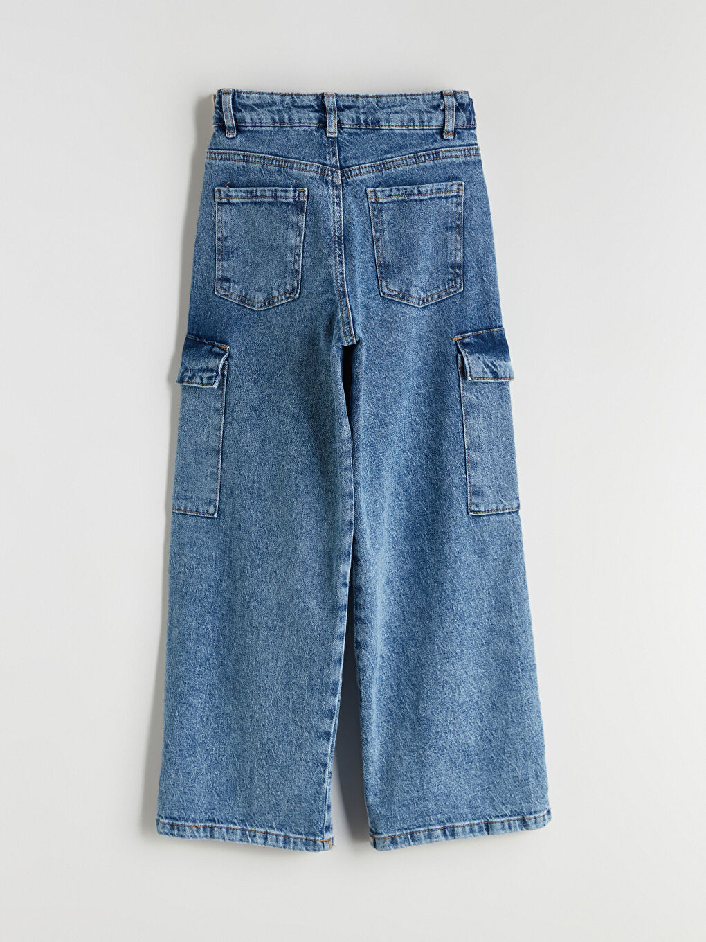 LCW Kids Adjustable Elastic Waist Girls' Cargo Jeans -W54887Z4-V2T