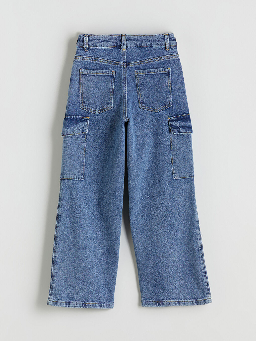 Adjustable Elastic Waist Girls' Cargo Jeans-2