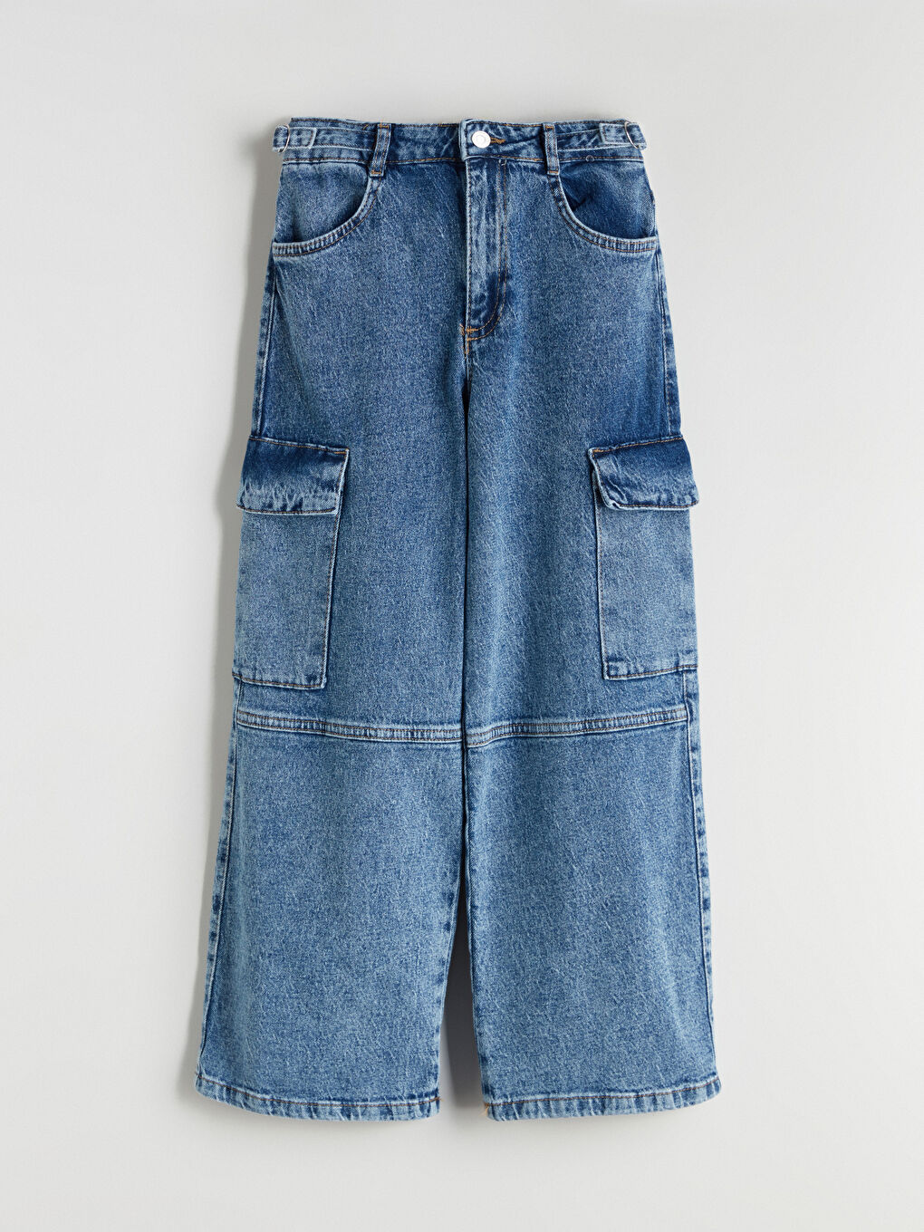 LCW Kids Adjustable Elastic Waist Girls' Cargo Jeans -W54887Z4-V2T