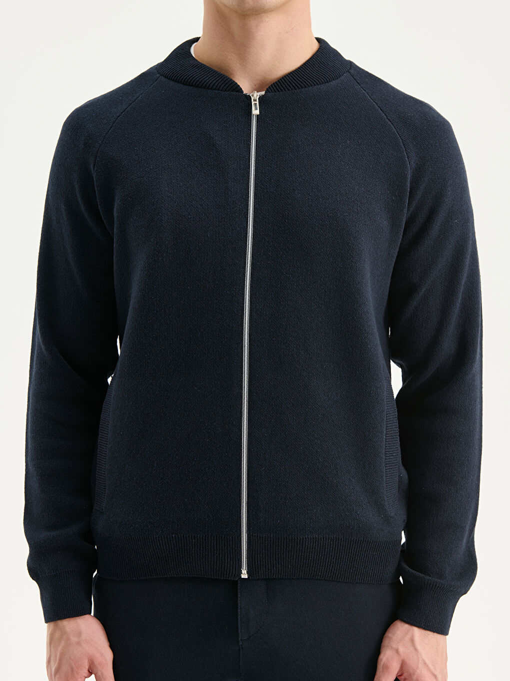 Lacivert Standart Kalıp Kolej Yaka Erkek Triko Hırka-2