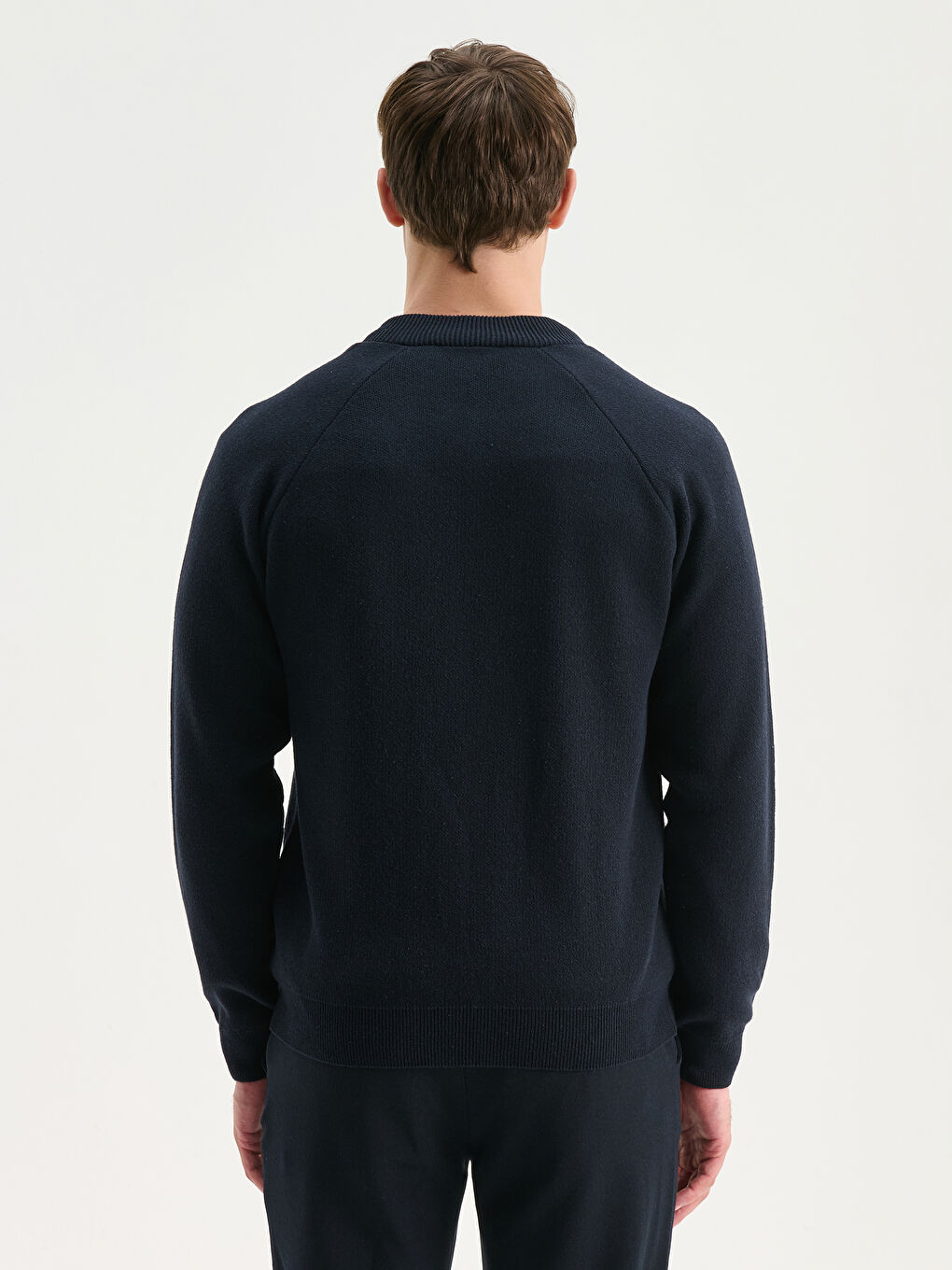 Lacivert Standart Kalıp Kolej Yaka Erkek Triko Hırka-3