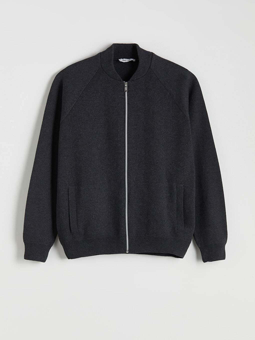 Antrasit Standart Kalıp Kolej Yaka Erkek Triko Hırka-4