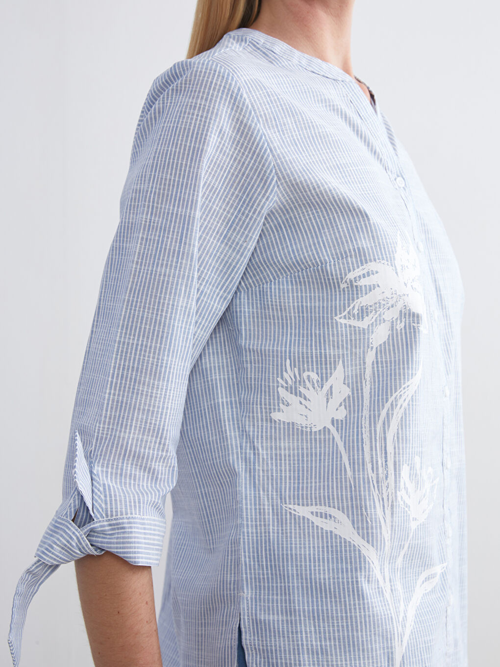 LCW Grace Notch Neck Striped Women's Shirt -W54892Z8-LEN