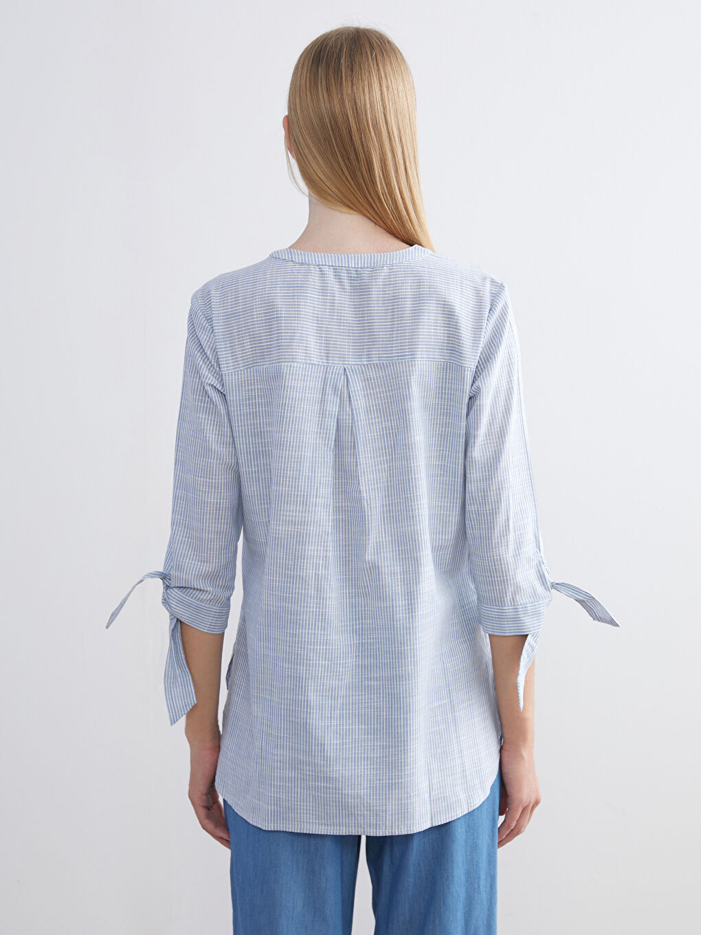 LCW Grace Notch Neck Striped Women's Shirt -W54892Z8-LEN