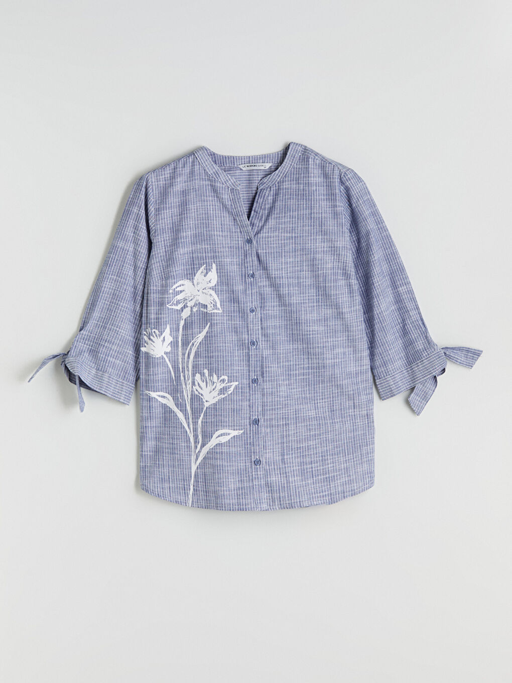 LCW Grace Notch Neck Striped Women's Shirt -W54892Z8-LGS