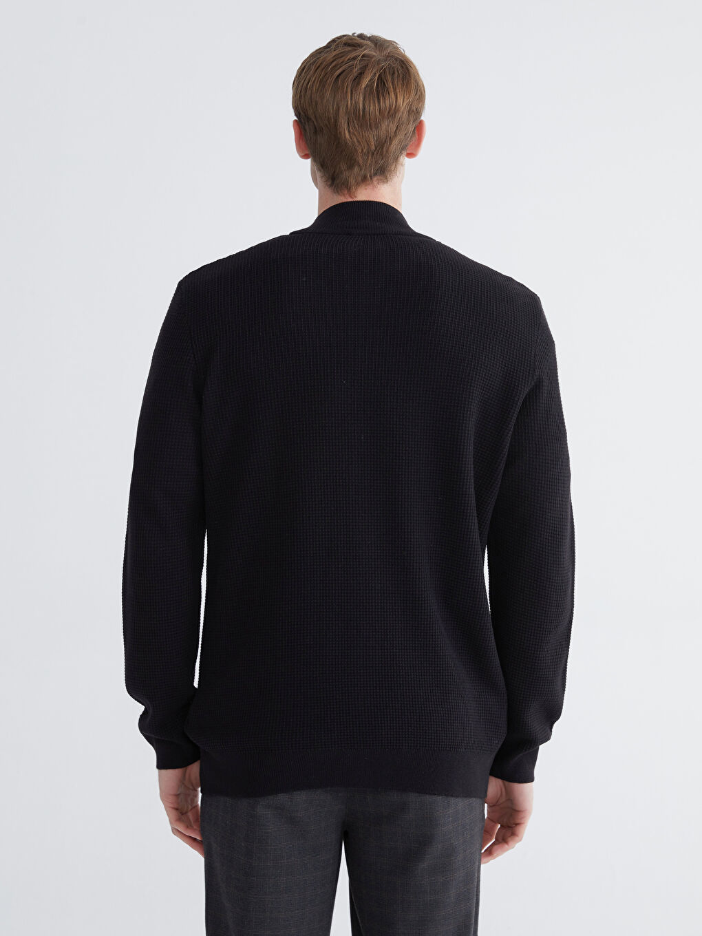 Regular Fit Funnel Neck Men's Knit Cardigan-3