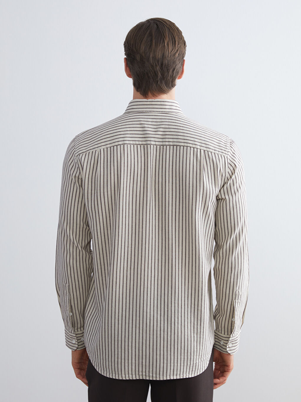 Mürdüm Regular Fit Uzun Kollu Çizgili Poplin Erkek Gömlek-3