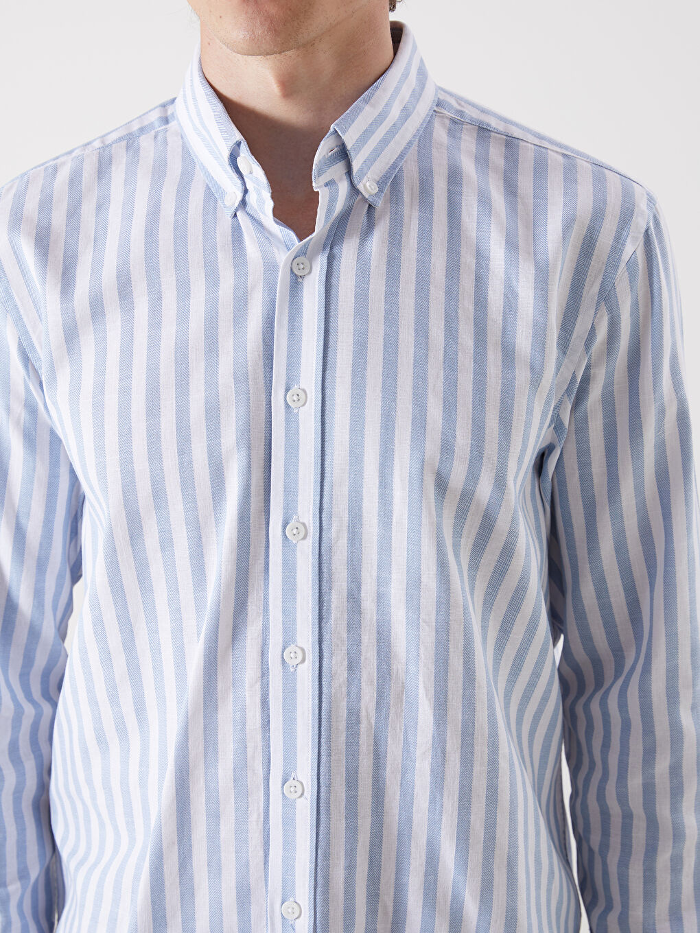 SOUTHBLUE Regular Fit Long Sleeve Striped Poplin Men's Shirt -W54910Z8-LEN