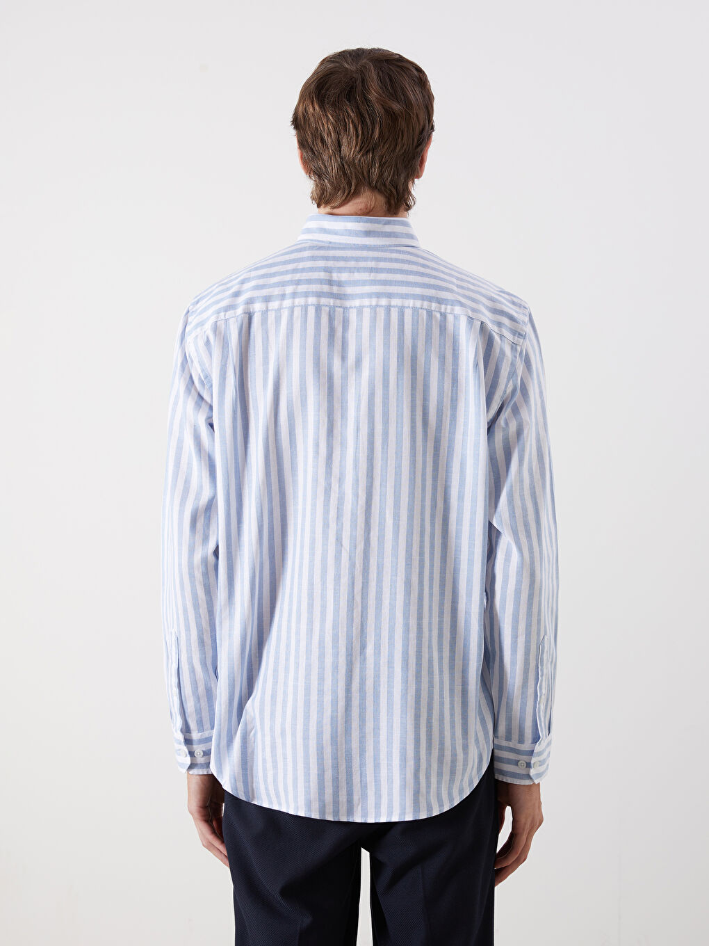 SOUTHBLUE Regular Fit Long Sleeve Striped Poplin Men's Shirt -W54910Z8-LEN