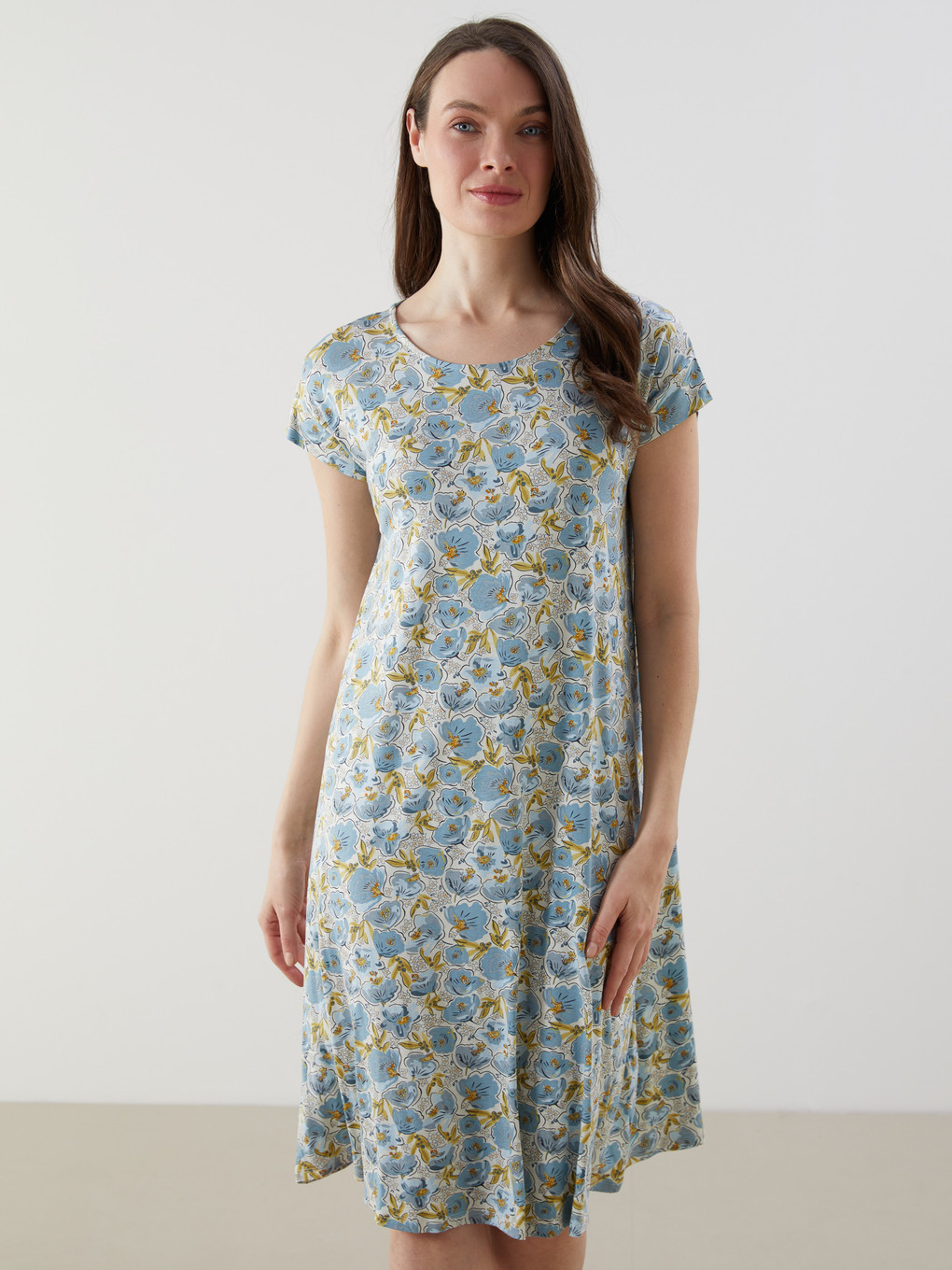 Rochie Croiala A Florală Cu Guler Rotund