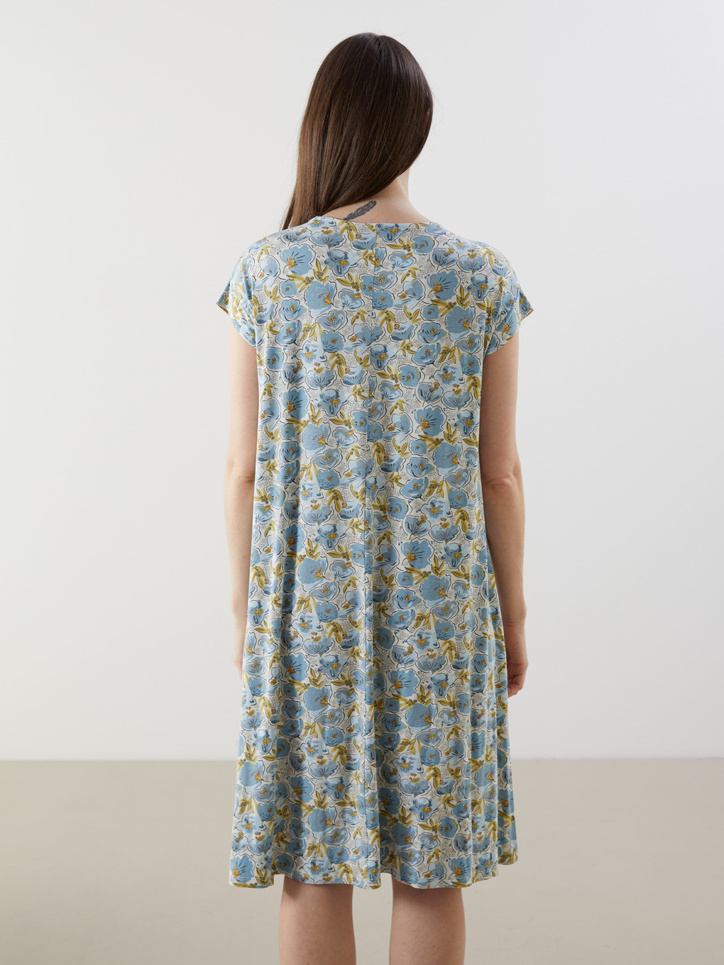 Rochie Croiala A Florală Cu Guler Rotund-3