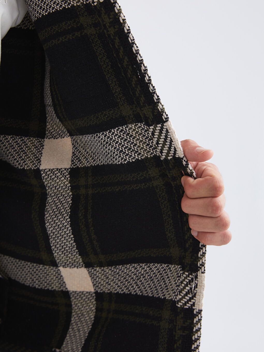 Siyah Regular Fit Ekose Erkek Oduncu Gömlek Ceket-1