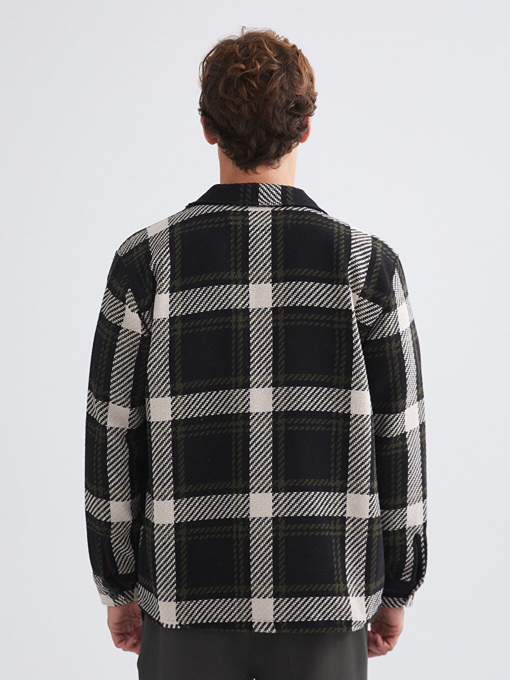 Siyah Regular Fit Ekose Erkek Oduncu Gömlek Ceket-8