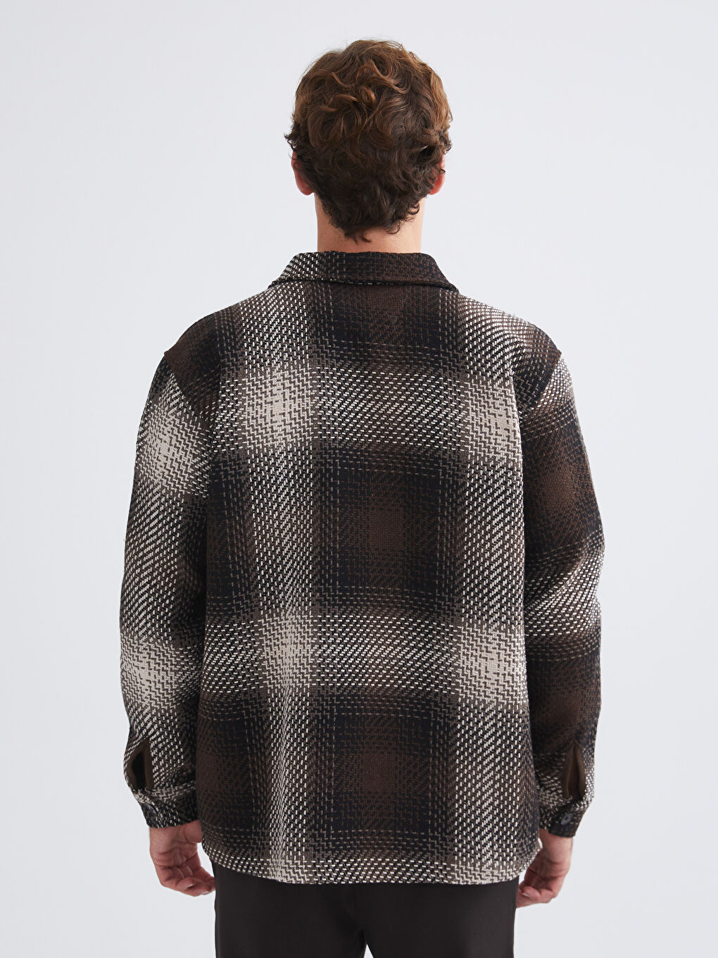 Kahverengi Regular Fit Ekose Erkek Oduncu Gömlek Ceket-5