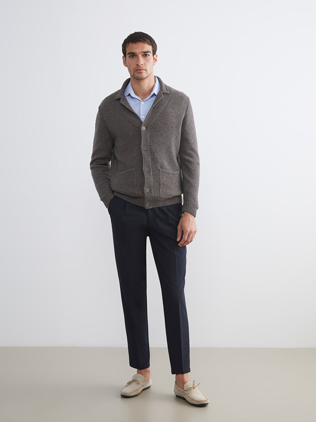 SOUTHBLUE Standard Fit Jacket Neck Men's Knitwear Cardigan -W54936Z8-CR8