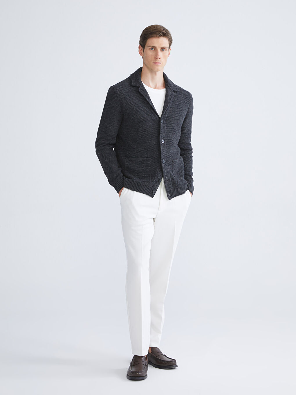 SOUTHBLUE Standard Fit Jacket Neck Men's Knitwear Cardigan -W54936Z8-CWN