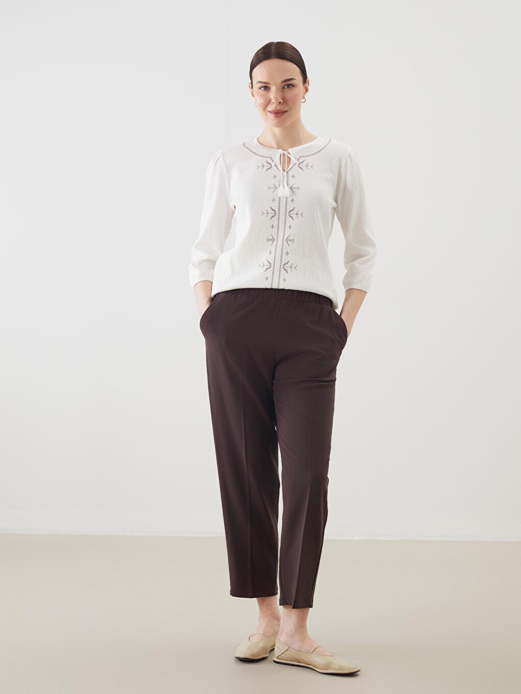 LCW Grace Elasticated Waist Women's Trousers -W54943Z8-YHF