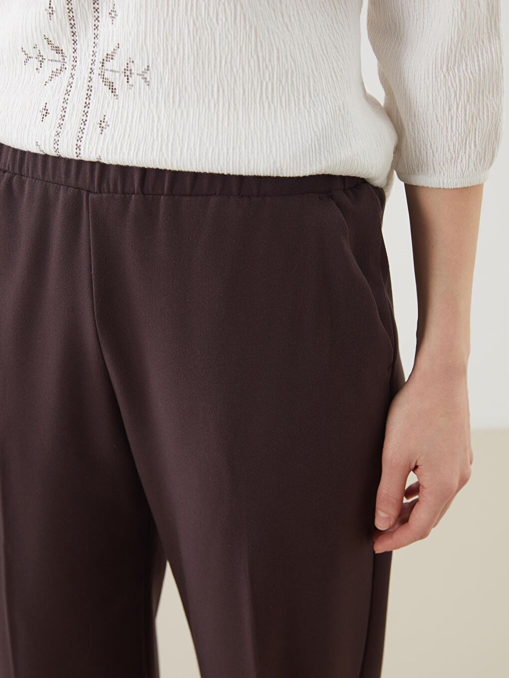 LCW Grace Elasticated Waist Women's Trousers -W54943Z8-YHF