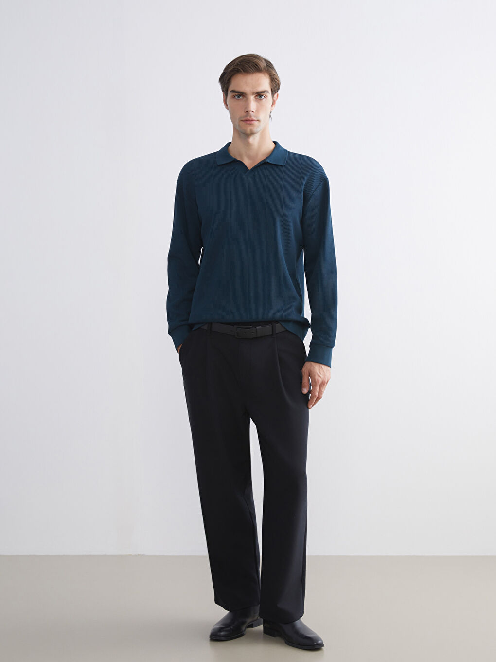 Petrol Polo Yaka Erkek Sweatshirt-1