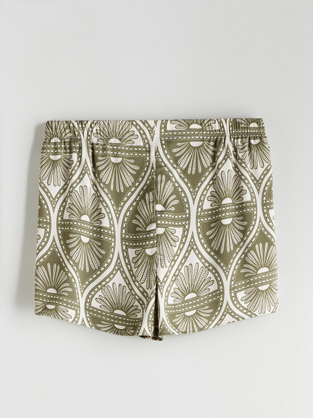 Yeşil Beli Lastikli Desenli Kadın Şort Pijama Altı