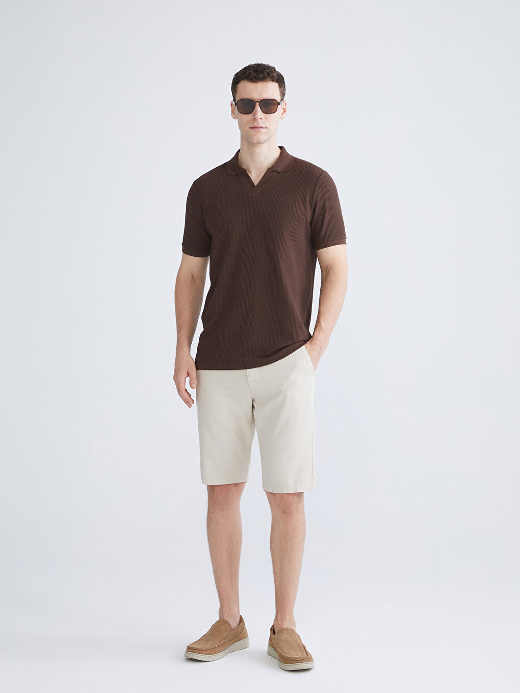 Regular Fit Linen-Look Men's Shorts