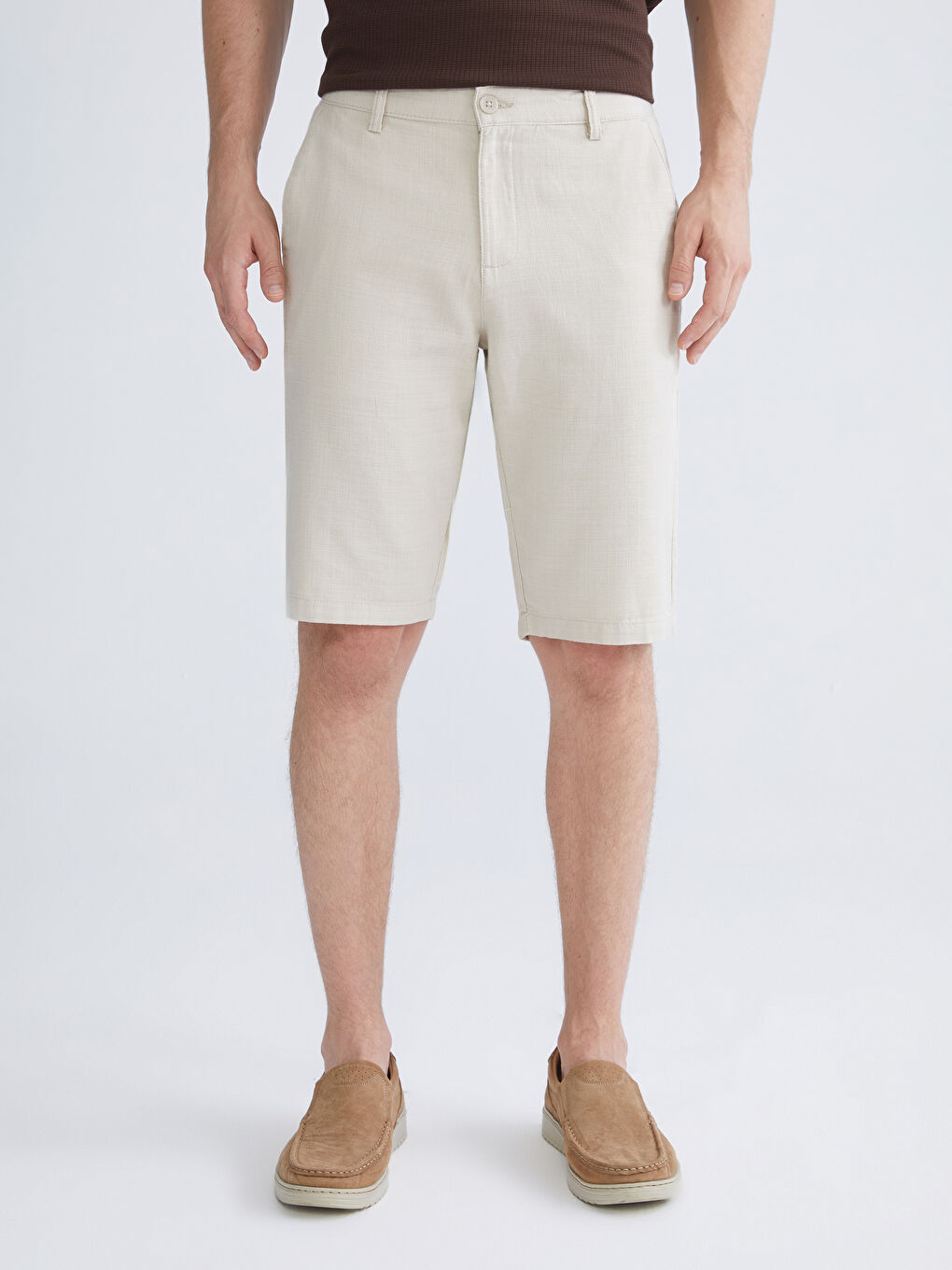 Regular Fit Linen-Look Men's Shorts-1