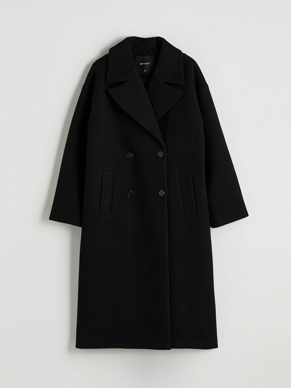 Siyah Ceket Yaka Kadın Kaşe Kaban-5