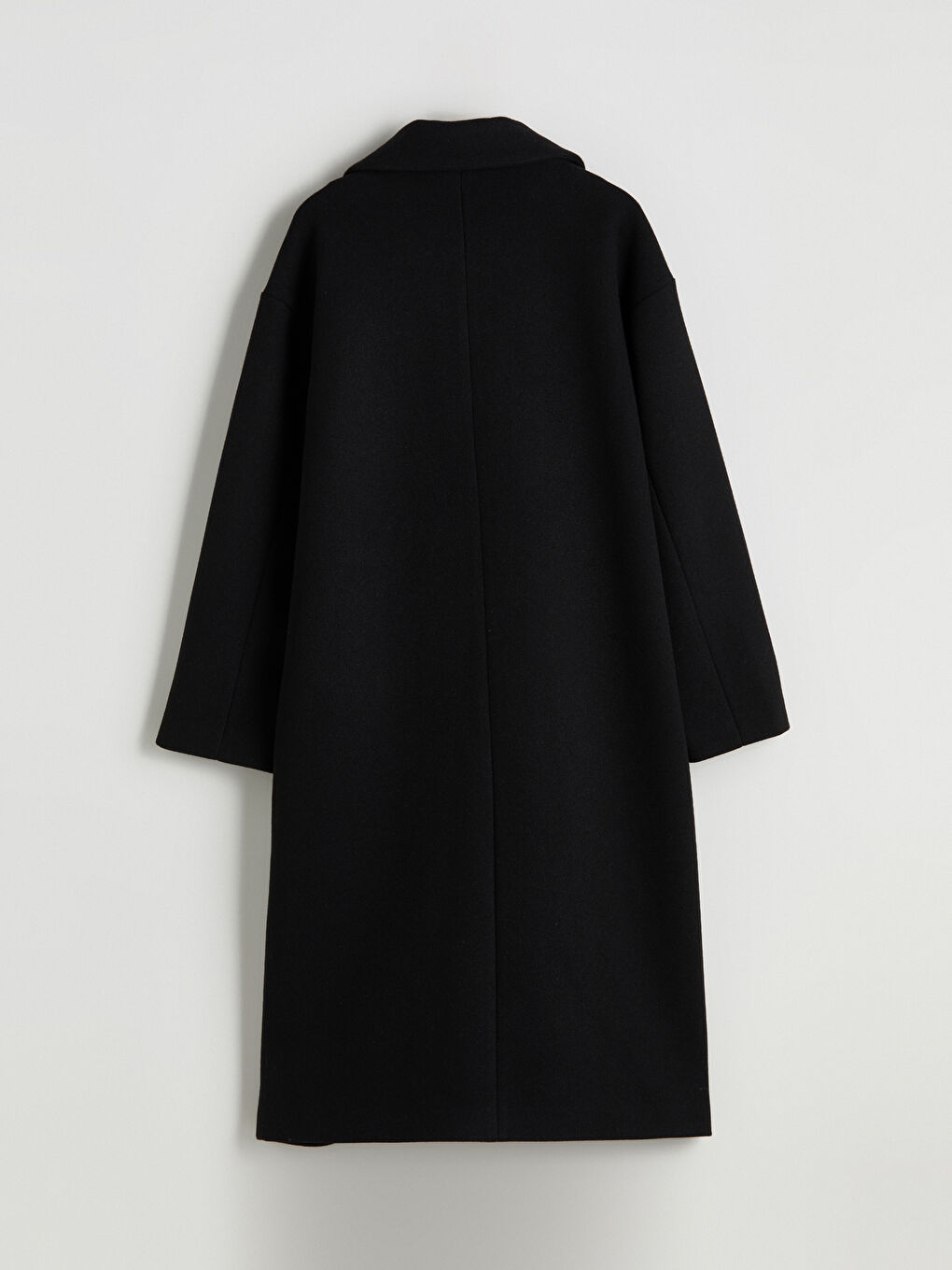 Siyah Ceket Yaka Kadın Kaşe Kaban-6