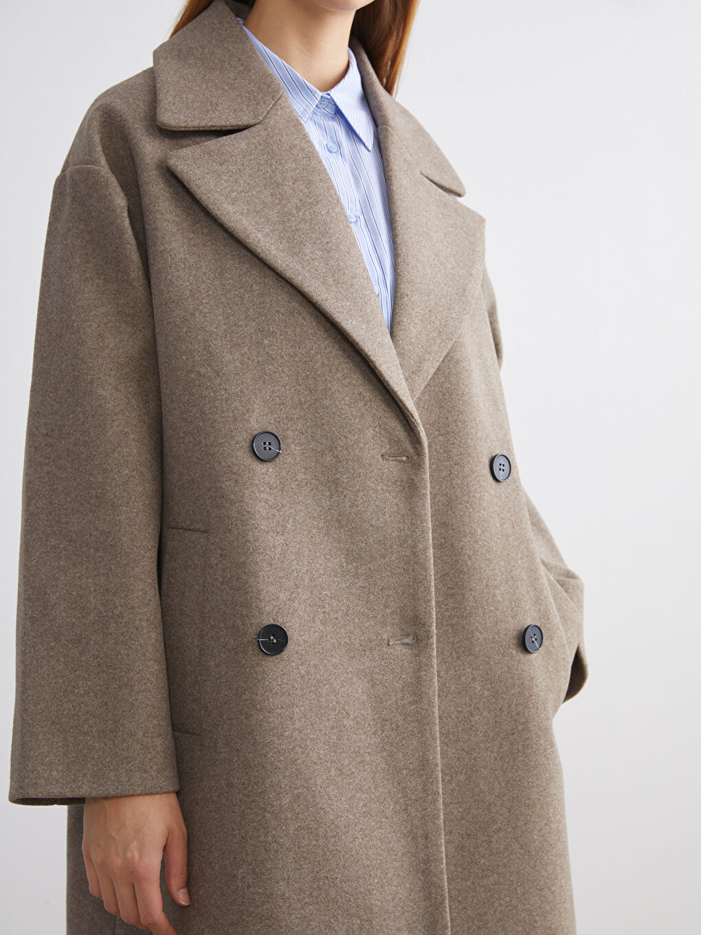 Manteau Cachet à Col Veste pour Femmes-2