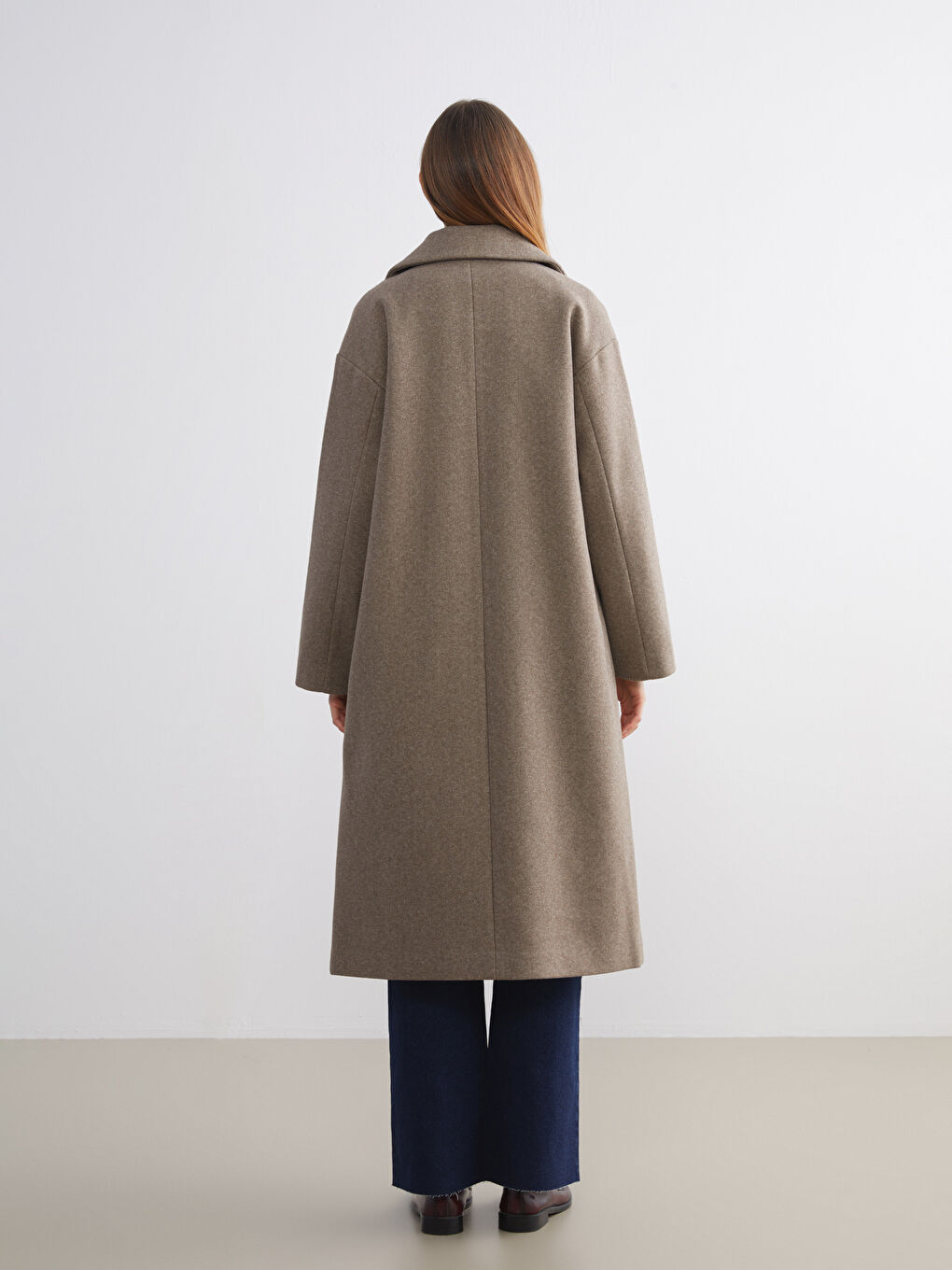 Manteau Cachet à Col Veste pour Femmes-4