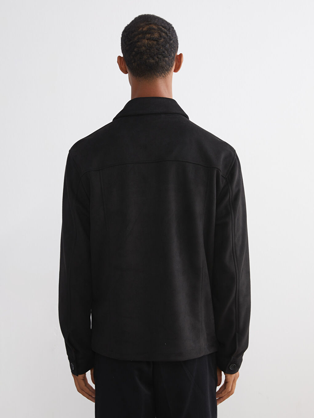 Standard Fit Collared Neck Suede Men's Coat-3
