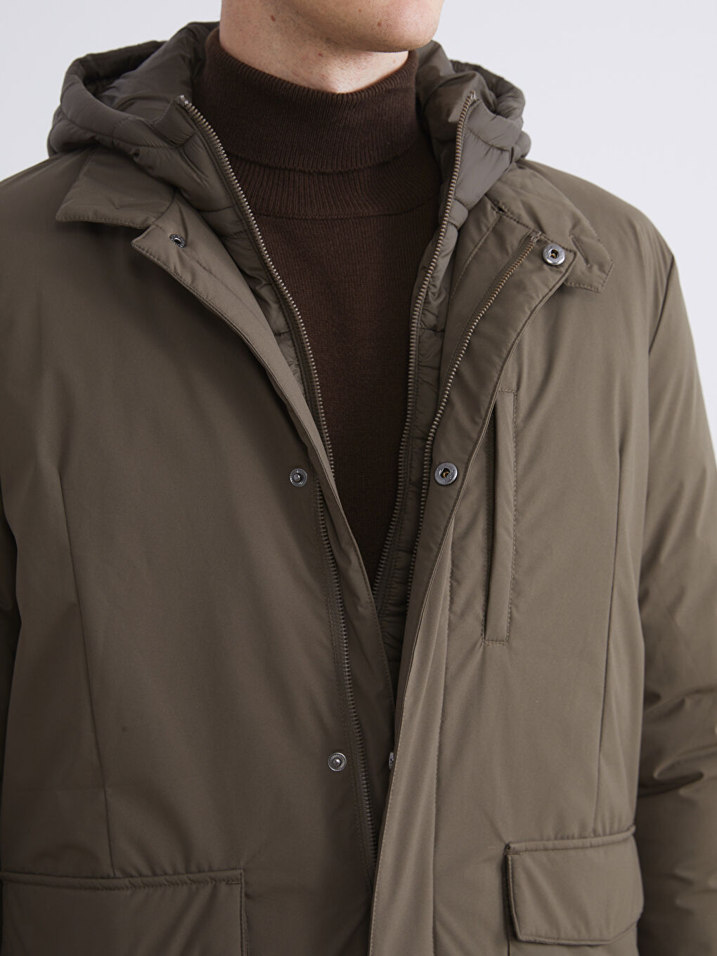 ерлерге арналған стандартты пішім капюшонды пальто-2