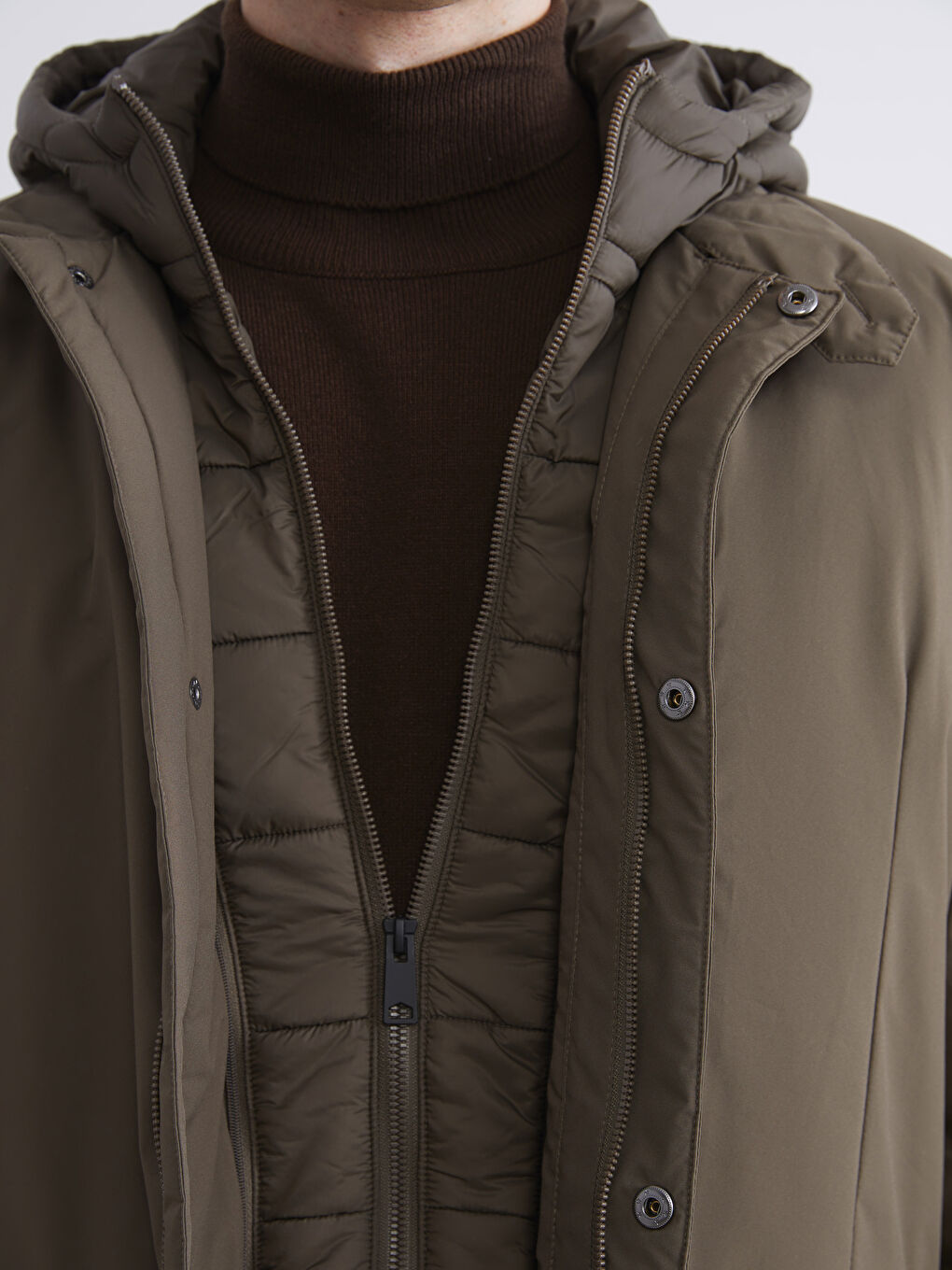 ерлерге арналған стандартты пішім капюшонды пальто-3