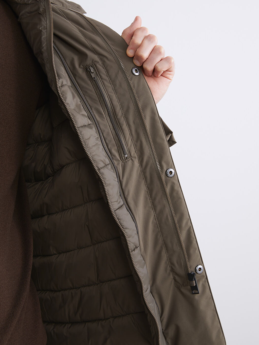 ерлерге арналған стандартты пішім капюшонды пальто-4