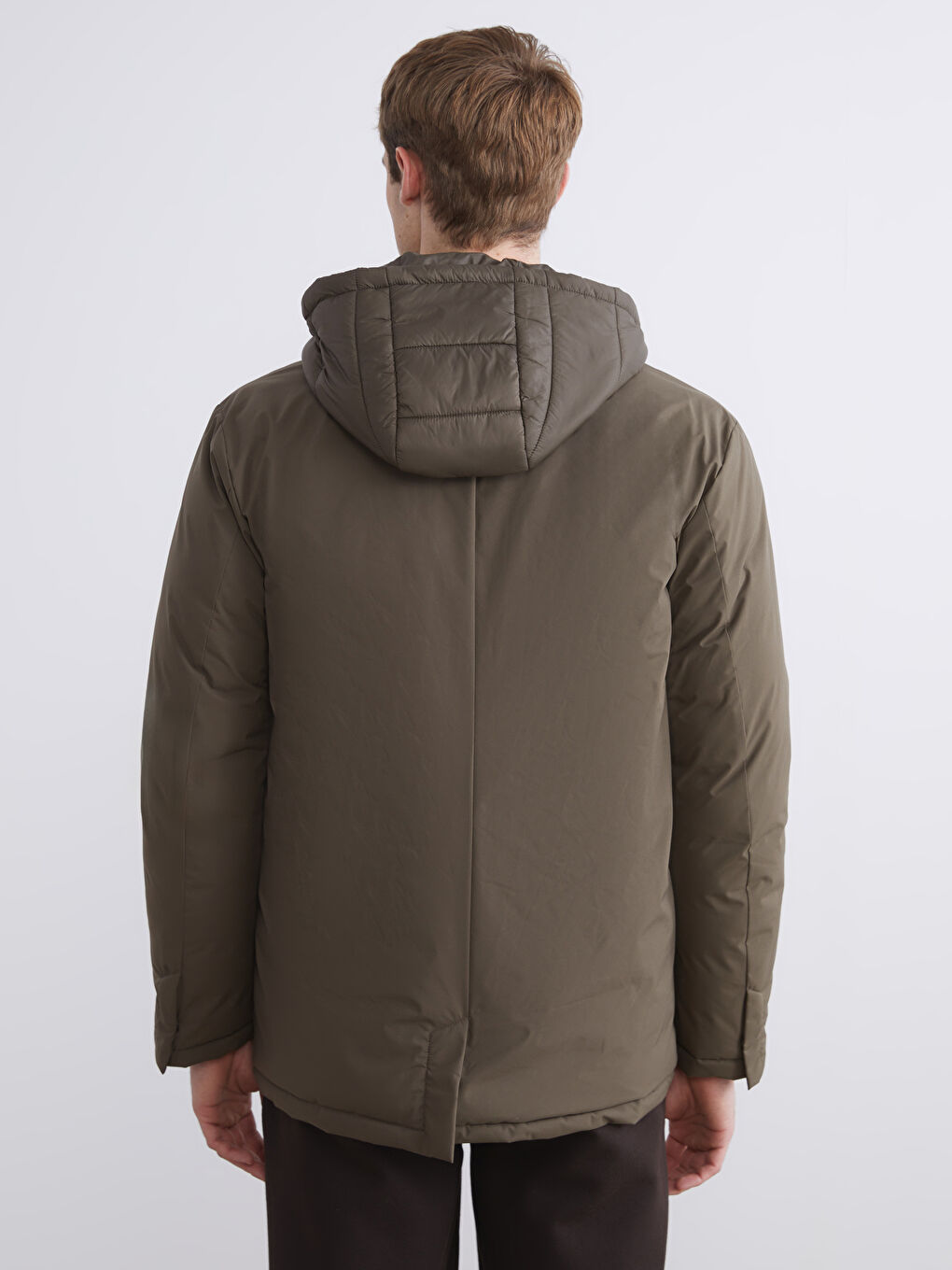 ерлерге арналған стандартты пішім капюшонды пальто-5