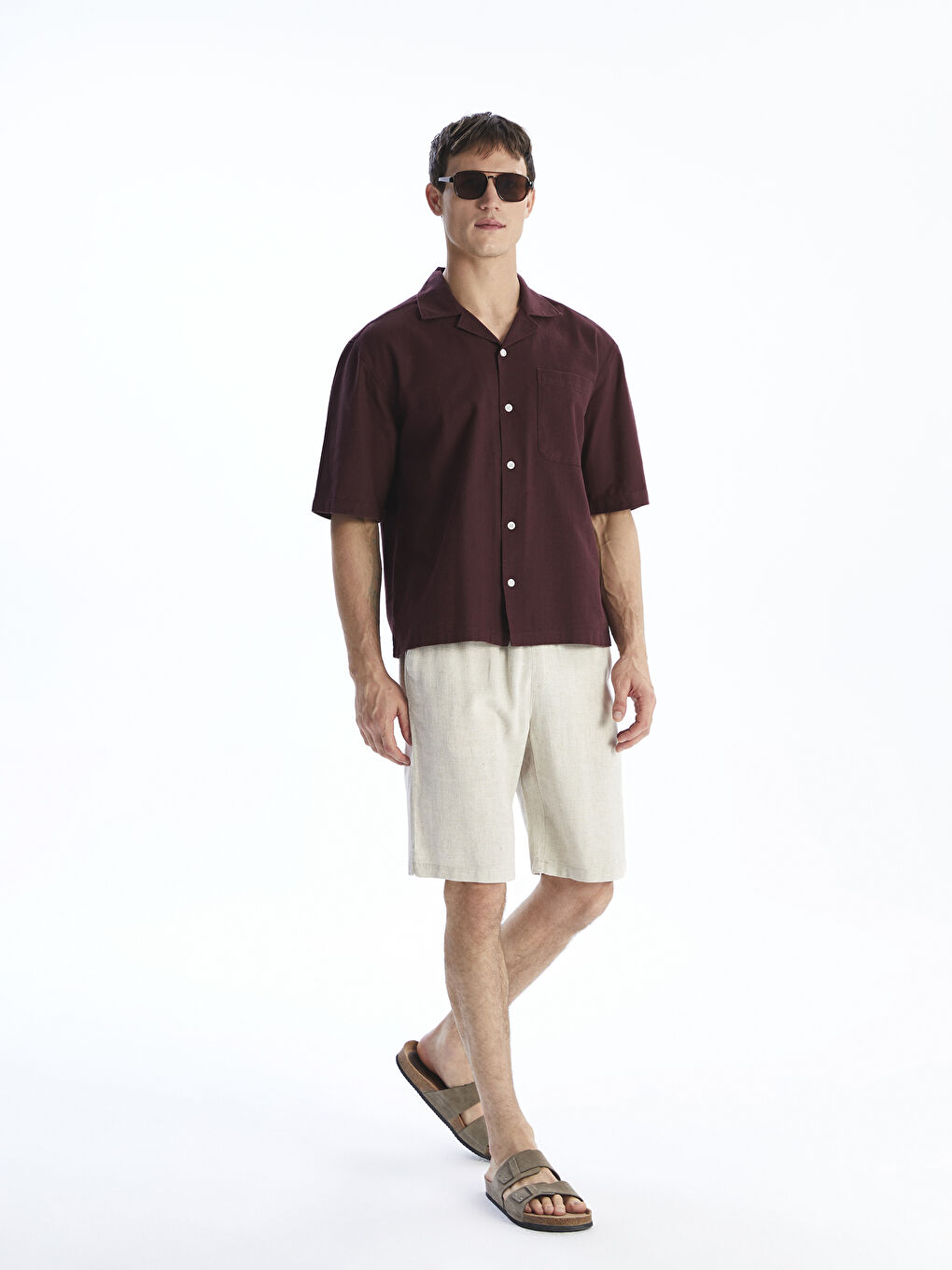 LCW Vision Standard Fit Linen Blend Men's Shorts -W55057Z8-RW0