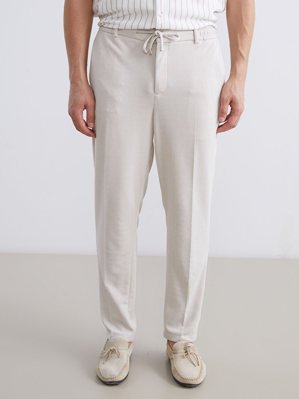 Bej Standart Kalıp Erkek Pantolon-1