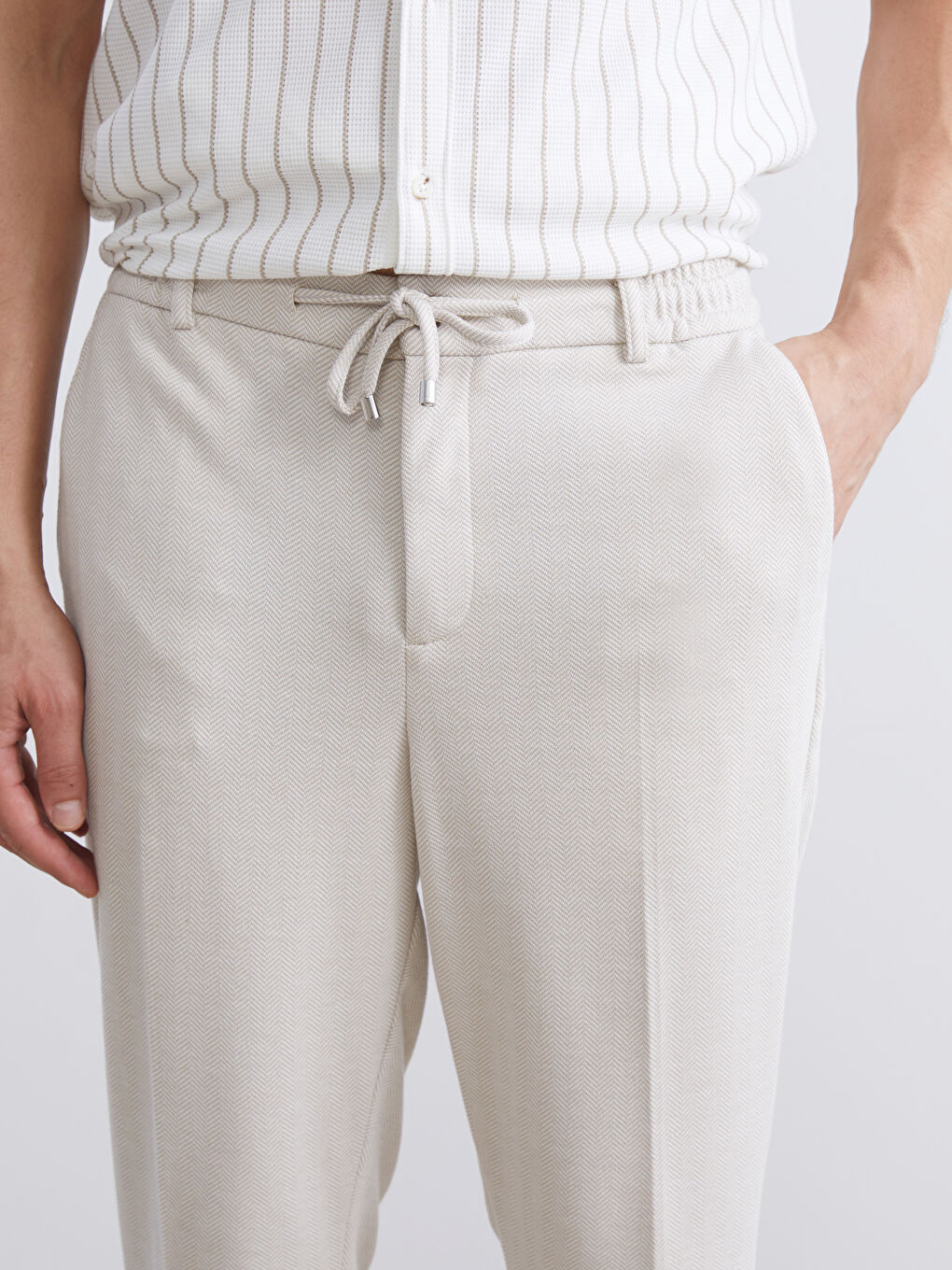 Bej Standart Kalıp Erkek Pantolon-2