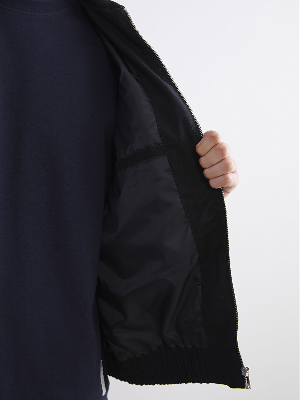 Siyah Rahat Kalıp Gömlek Yaka Erkek Ceket-2