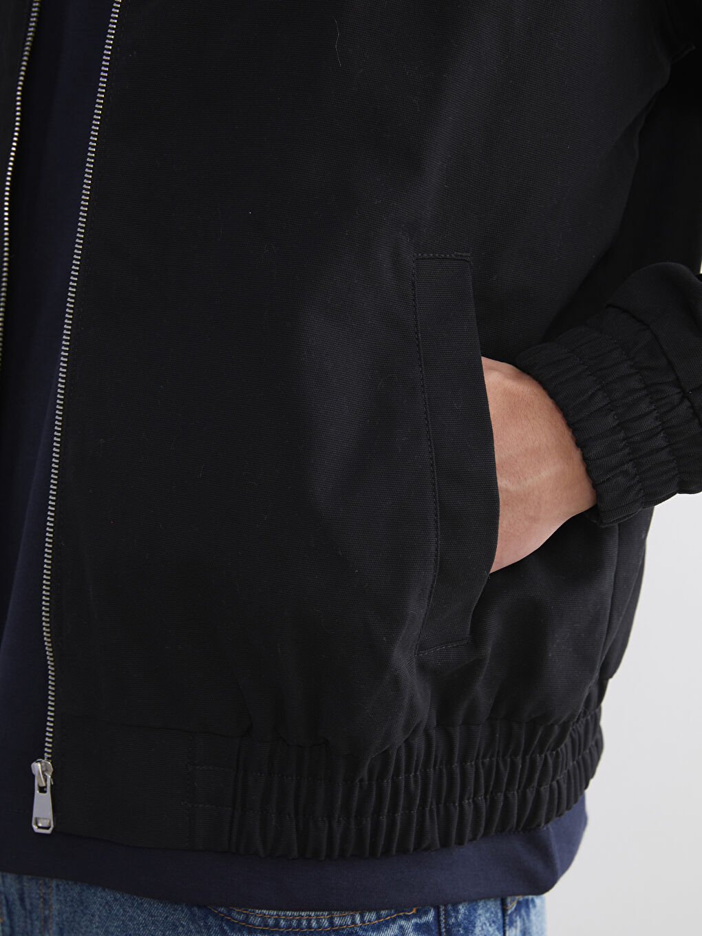 Siyah Rahat Kalıp Gömlek Yaka Erkek Ceket-3